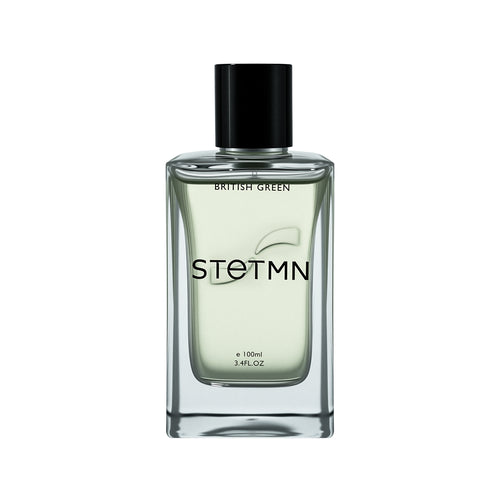 British Green EDT perfume bottle - STETMN London fresh herbal fragrance inspired by British countryside