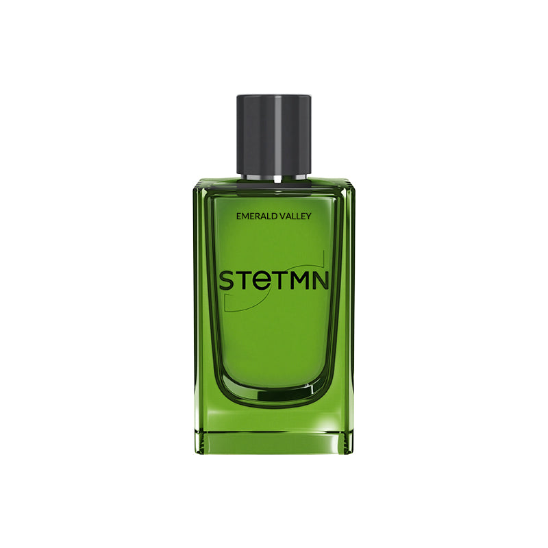 Emerald Valley EDT perfume bottle - STETMN London fresh green floral unisex fragrance